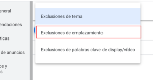 Excluir apps Google ads